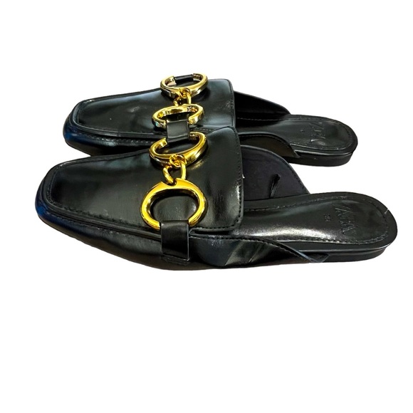 Zara Shoes - Zara Women’s Loafers Shoes Gold Chain Slip On Open Heel Wm 5.5